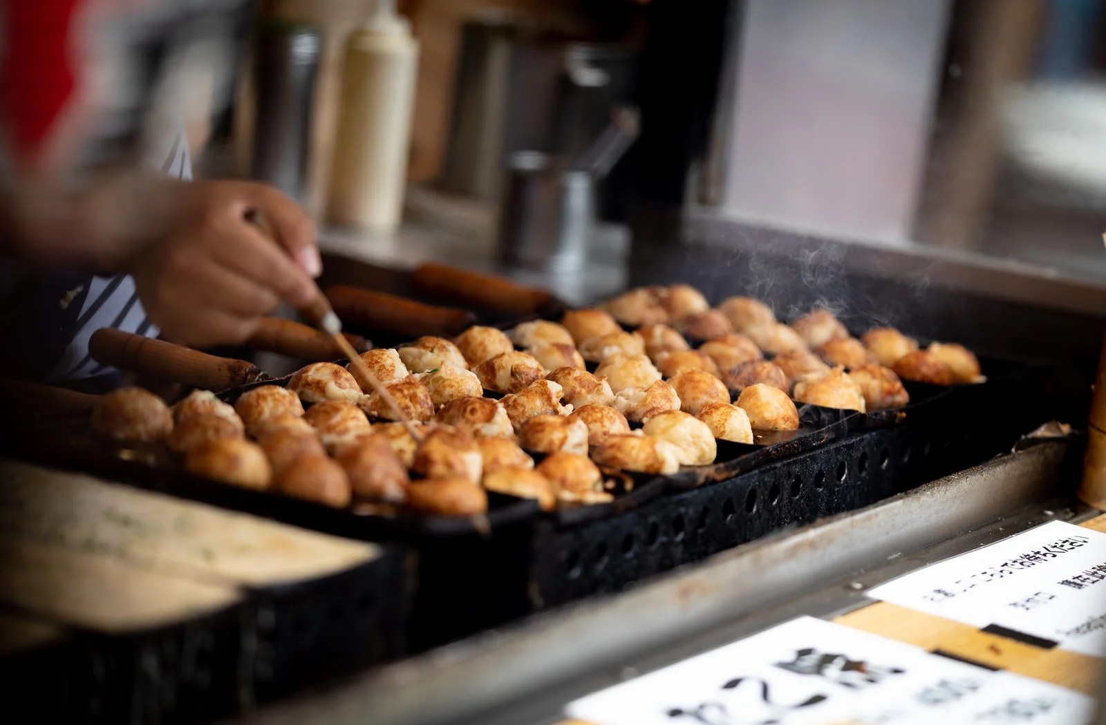 Vibrant street food scene in Dotonbori, Osaka