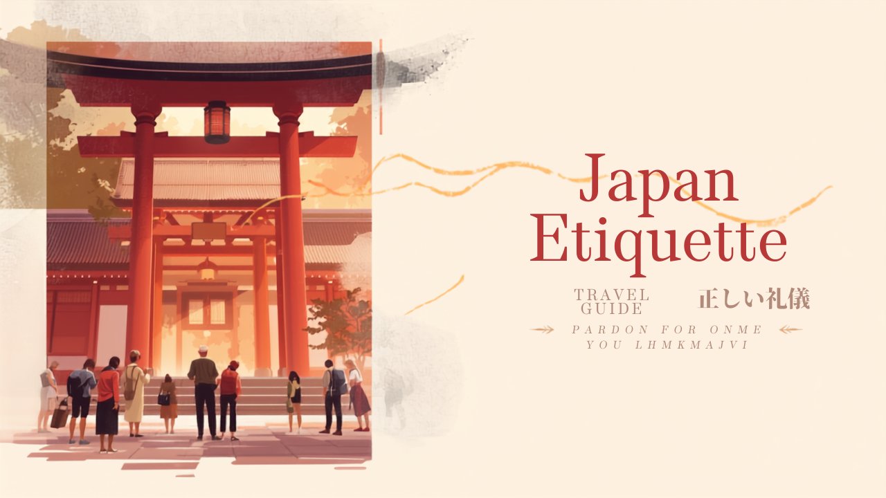Tourists following etiquette rules at a Japanese shrine