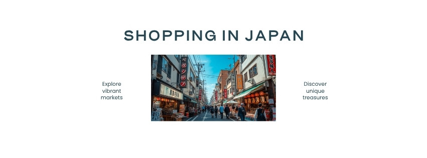 Colorful shopping bags and neon signs at a Japanese shopping district