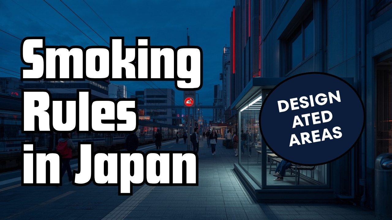 Glass smoking booth near a Japanese train station
