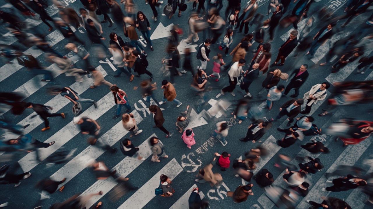 Shibuya scramble crossing with crowds of pedestrians